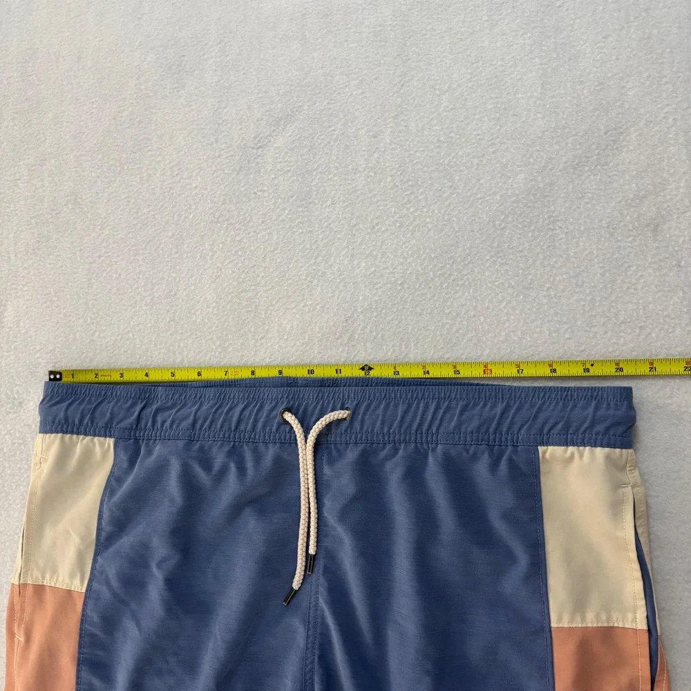 Faherty Brand Beacon Trunk Blue Colorblock Swim Shorts Mens XL Recycled Blend
